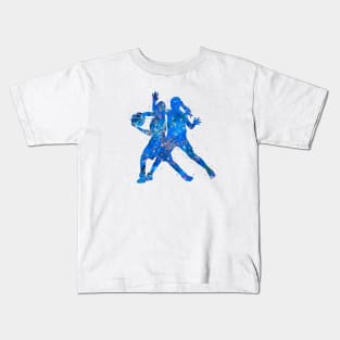 Basketball Girl Dribble - Blue Kids T-Shirt